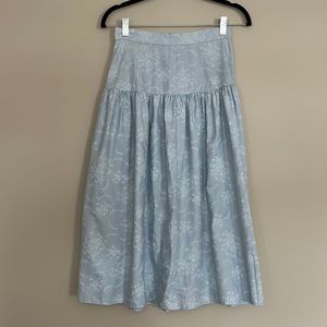 Vintage 80s Gunne Sax Skirt Blue Midi Prairie Floral